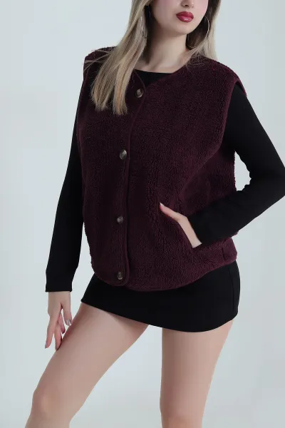Mürdüm Cepli Polar Kadın Yelek 489569