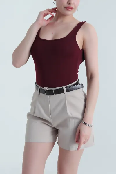 Mürdüm Dalgıç Kumaş Kadın Zıbın Bluz 454631