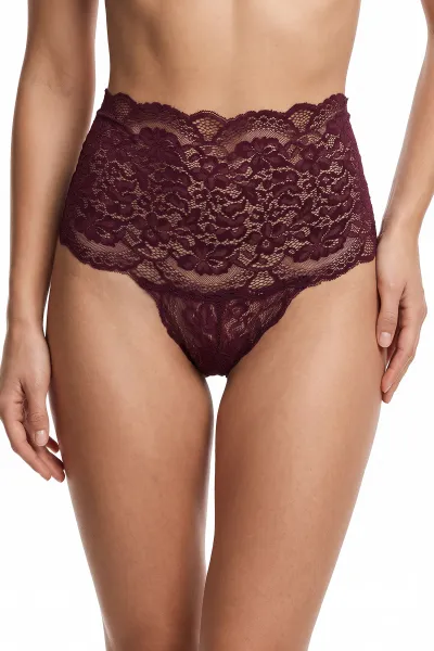 Mürdüm Dantel İşlemeli Kadın Tanga Külot 481582
