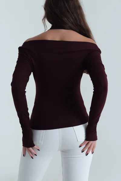 Mürdüm Dantelli Buzzy Kadın Bluz 497195