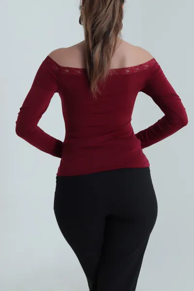 Mürdüm Dantelli Sandy Kadın Bluz 486981