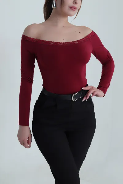 Mürdüm Dantelli Sandy Kadın Bluz 486981