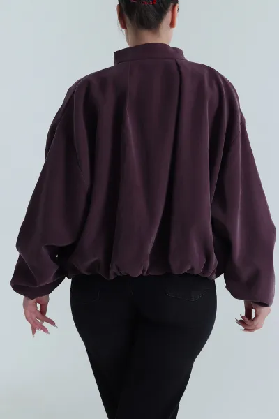 Mürdüm Diagonel Fermuarlı Bomber Kadın Mont 487256
