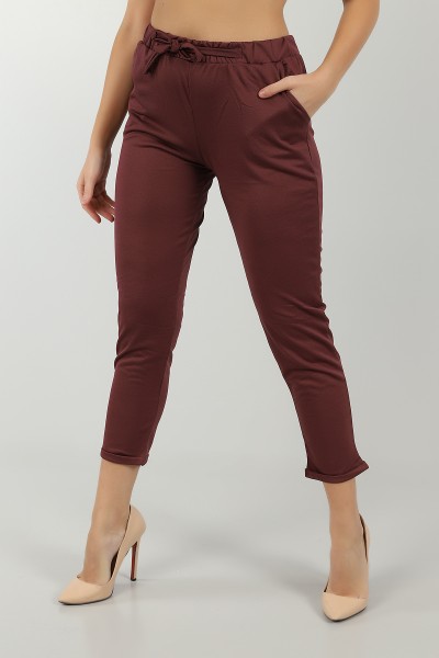 Mürdüm Duble Paça Bağlamalı Pantolon 147711