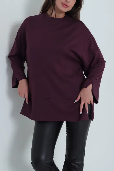Mürdüm Etek Kol Yırtmaçlı Oysho Kadın Bluz 490348