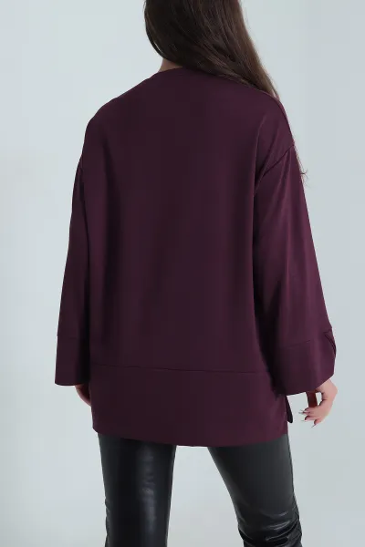 Mürdüm Etek Kol Yırtmaçlı Oysho Kadın Bluz 490348
