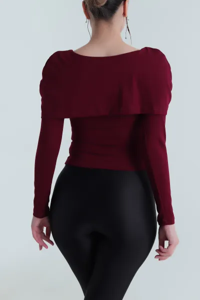 Mürdüm Fitilli Modal Kadın Bluz 482835