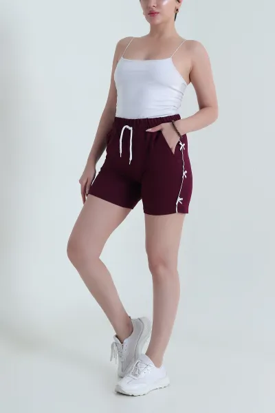 Mürdüm Fiyonklu Kristal Kadın Şort 467705