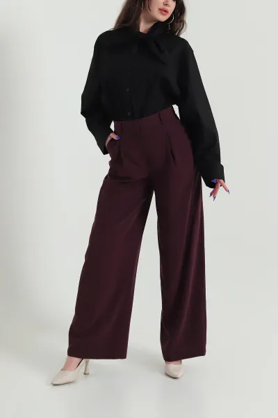 Mürdüm Geniş Paça Palazzo Gabria Kadın Pantolon 425550
