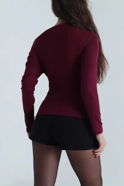 Mürdüm Lİkralı Kadın Body Bluz 493606