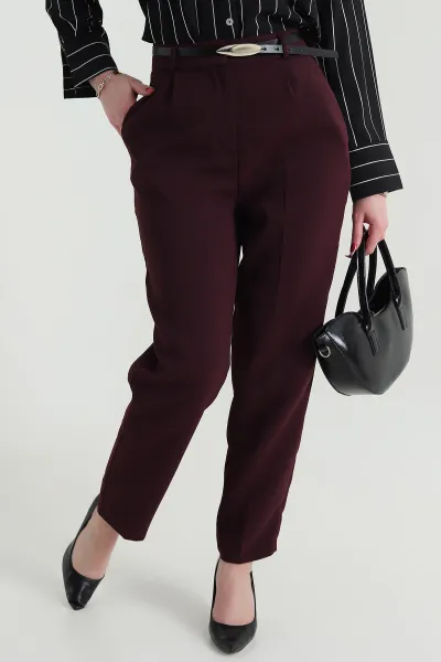 Mürdüm Linda Double Kemer Detaylı Kadın Pantolon 425660
