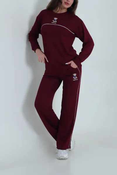 Mürdüm Nakışlı Kristal Kadın İkili Takım 485157
