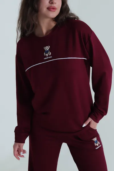 Mürdüm Nakışlı Kristal Kadın İkili Takım 485157