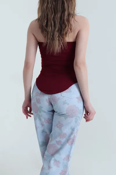 Mürdüm Oval Kesim Sandy Kadın Bluz 449031