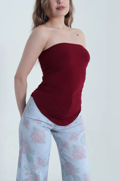 Mürdüm Oval Kesim Sandy Kadın Bluz 449031