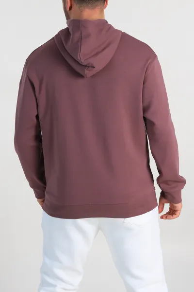 Mürdüm Oversize Duble Kumaş Basic Erkek Kapüşonlu Sweatshirt 300186