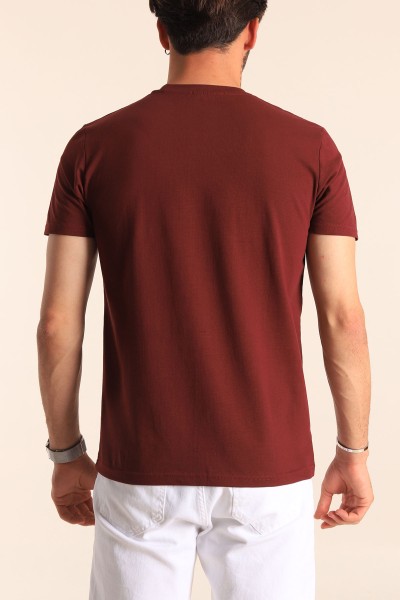 Mürdüm Oversize Göğüs Kabartma Yazılı Erkek Tişört 181423