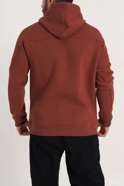 Mürdüm Oversize Üç İp Şardonlu Kapüşonlu Sweatshirt 300920