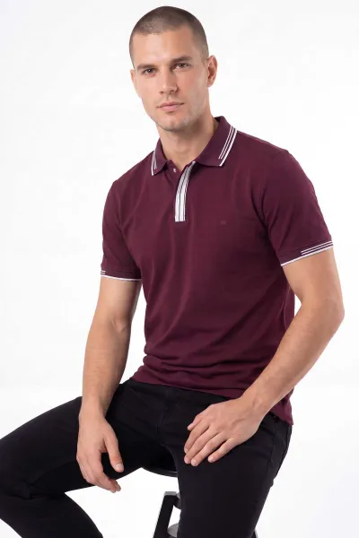 Mürdüm Oysho Kumaş Polo Yaka Erkek Tişört 462539