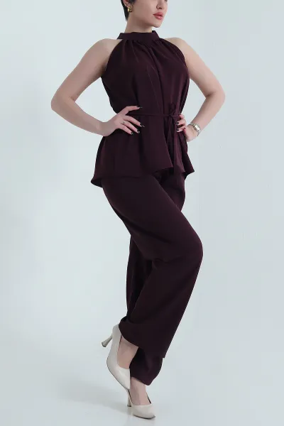 Mürdüm Pantolon Bluz Kadın Linda İkili Takım 452909