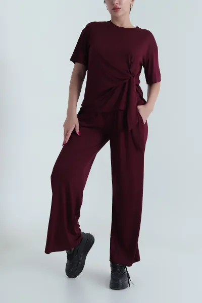Mürdüm Pantolon Bluz Modal Kadın İkili Takım 475664