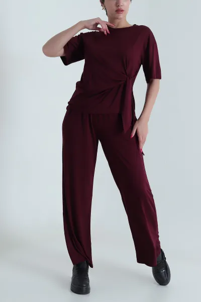 Mürdüm Pantolon Bluz Modal Kadın İkili Takım 475664