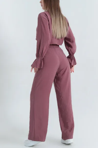 Mürdüm Pantolon Bluz Tensel Bayan İkili Takım 337615