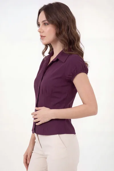 Mürdüm Pensli Poplin Kadın Gömlek 451564