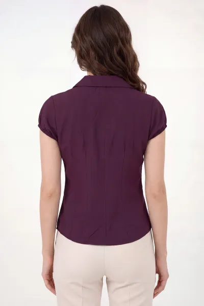 Mürdüm Pensli Poplin Kadın Gömlek 451564