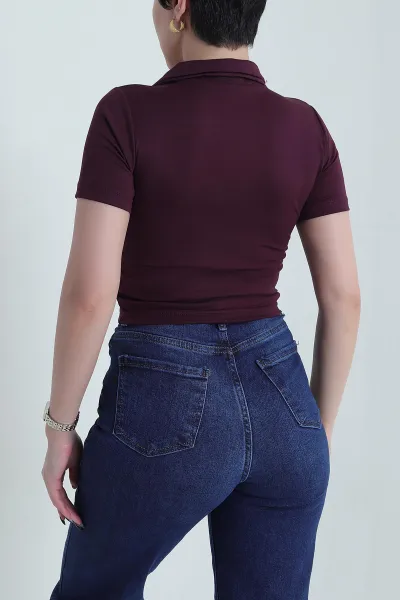 Mürdüm Polo Yaka Oysho Kadın Bluz 452887