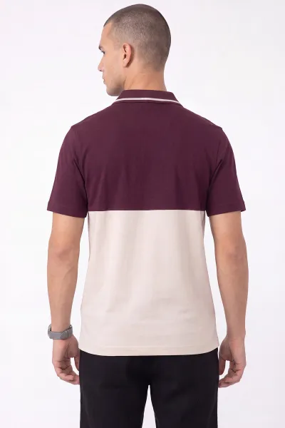 Mürdüm Polo Yaka Yarım Fermuarlı Erkek Tişört 471713