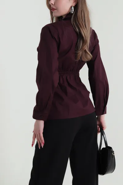 Mürdüm Poplin Dokuma Kadın Gömlek Bluz 425482