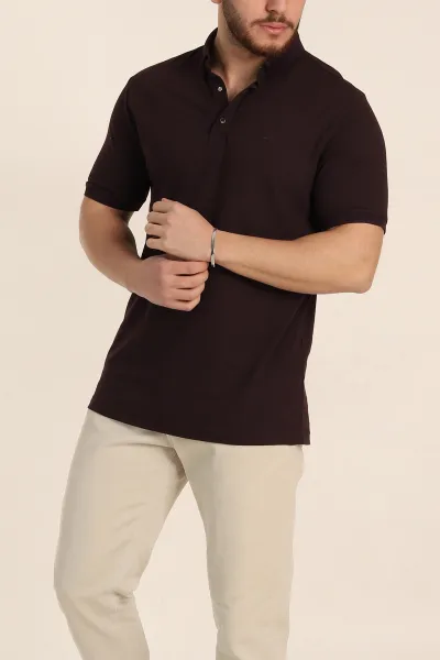 Mürdüm Regular Fit Dokulu Polo Yaka Erkek Tişört 342493