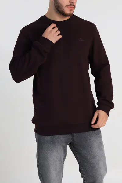 Mürdüm Regular Fit İnterlok Kumaş Pike Doku Basic Erkek Sweatshirt 311090