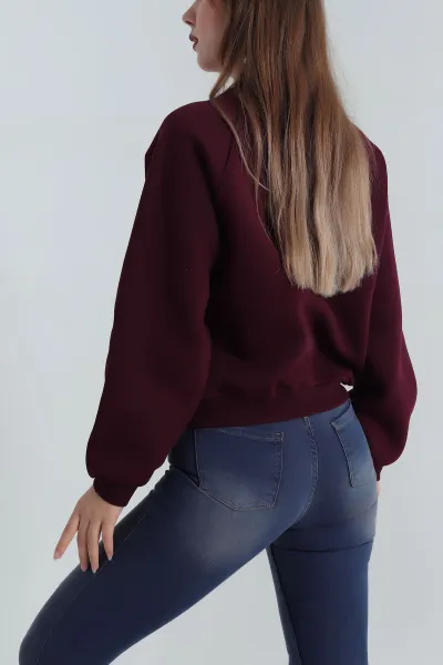 Mürdüm Şardonlu Üç İp Kadın Sweat 402495
