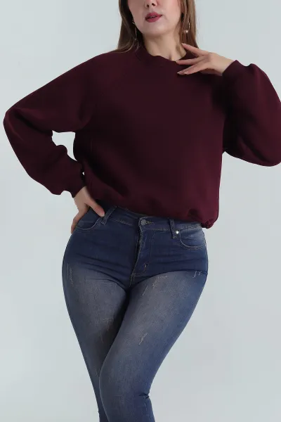 Mürdüm Şardonlu Üç İp Kadın Sweat 402495