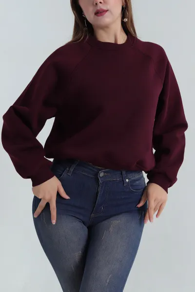 Mürdüm Şardonlu Üç İp Kadın Sweat 402495