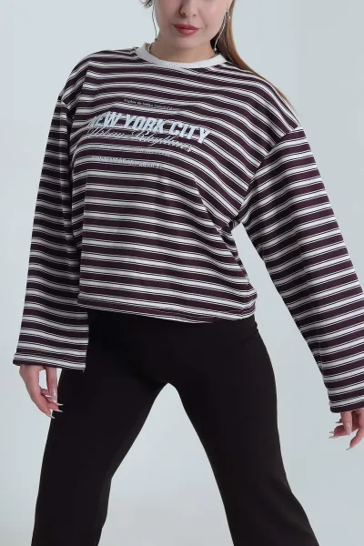 Mürdüm Şardonsuz Üç İp Kadın Fermuarsız Sweat 490984