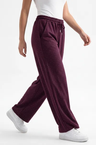 Mürdüm Taşlı Modal Kadın Pantolon 450845