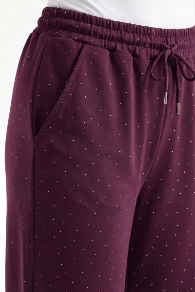 Mürdüm Taşlı Modal Kadın Pantolon 450845