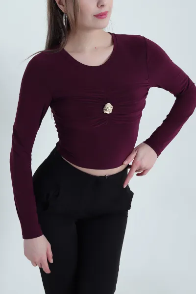 Mürdüm Tokalı Sandy Kadın Bluz 443792
