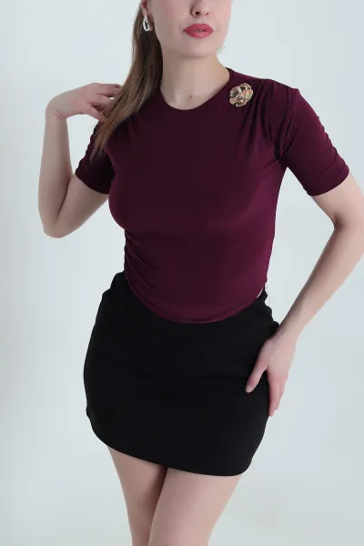 Mürdüm Tokalı Sandy Kadın Bluz 448638