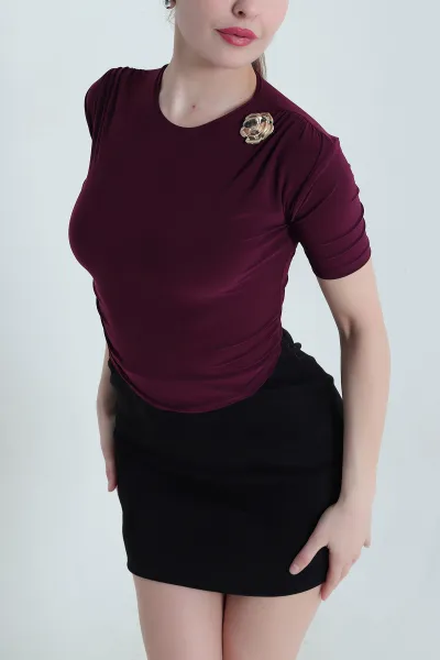 Mürdüm Tokalı Sandy Kadın Bluz 448638