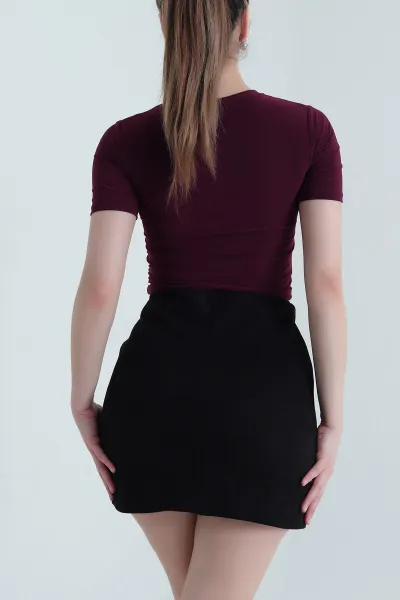 Mürdüm Tokalı Sandy Kadın Bluz 448648