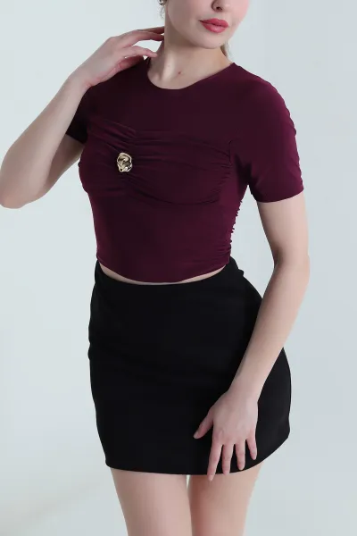 Mürdüm Tokalı Sandy Kadın Bluz 448648