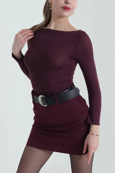Mürdüm Transparan Viskon Kadın Bluz 436085