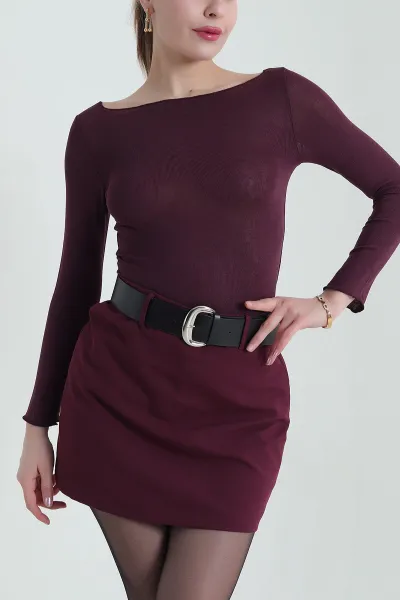 Mürdüm Transparan Viskon Kadın Bluz 436085