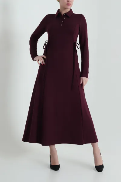 Mürdüm Yanı Bağcıklı Oysho Kadın Elbise 439033