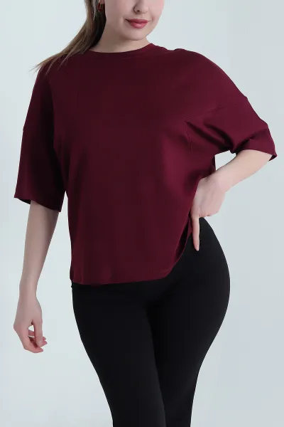 Mürdüm Yarasa Kol Modal Kadın Bluz 444213