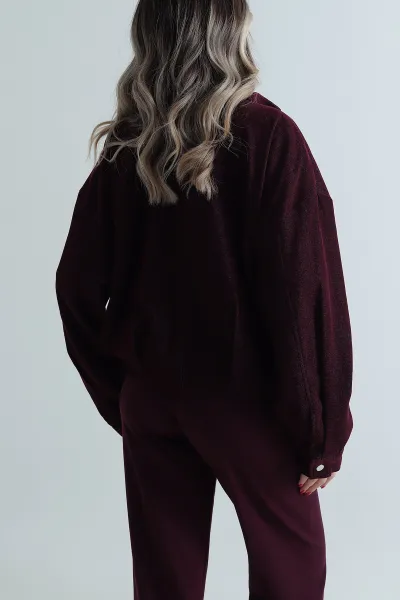 Mürdüm Yüksek Yaka Denim Modal Kadın Mont 499352